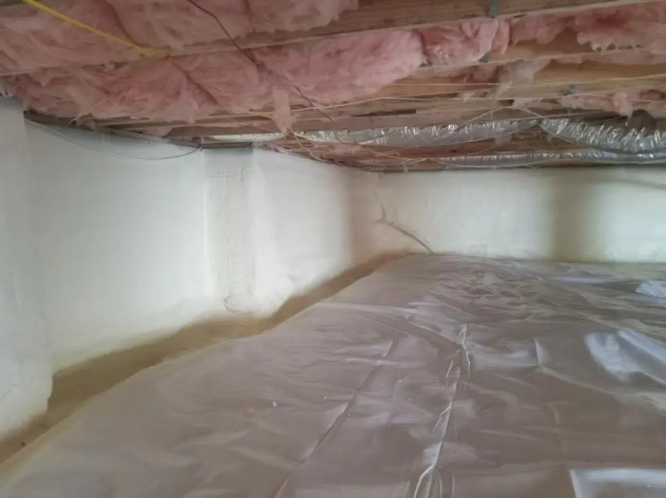 Crawl space encapsulation with closed-cell spray foam for Roof Leak Repair in Amityville
